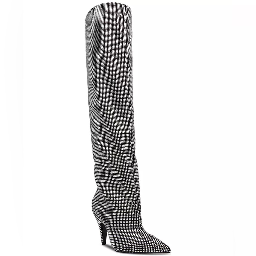 Steve Madden Women's Bellamie Rhinestone Knee-High Slouch Dress Boots Size 7